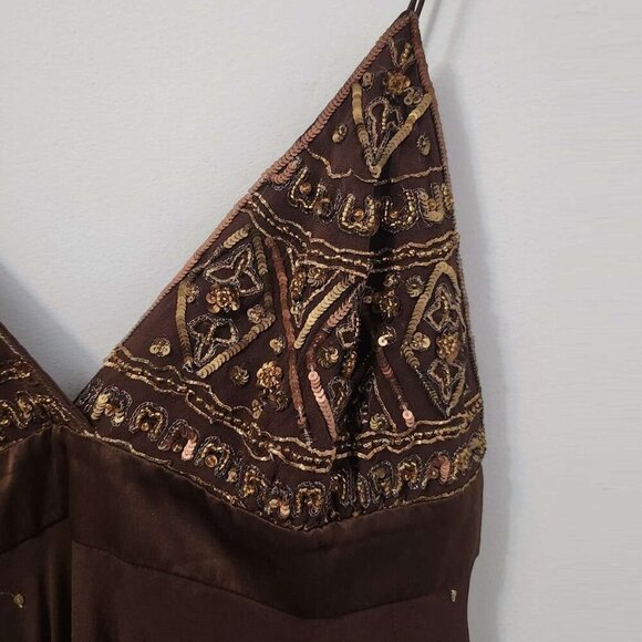 Matthew Williamson Brown Butterfly High Low Asymmetric Silk Designer Dress Small - Picture 8 of 8